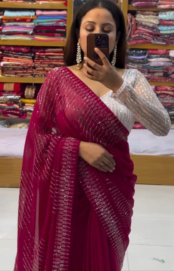Meera Dhruvi Designer Georgette Party Wear Sarees Wholesale Shop In Surat